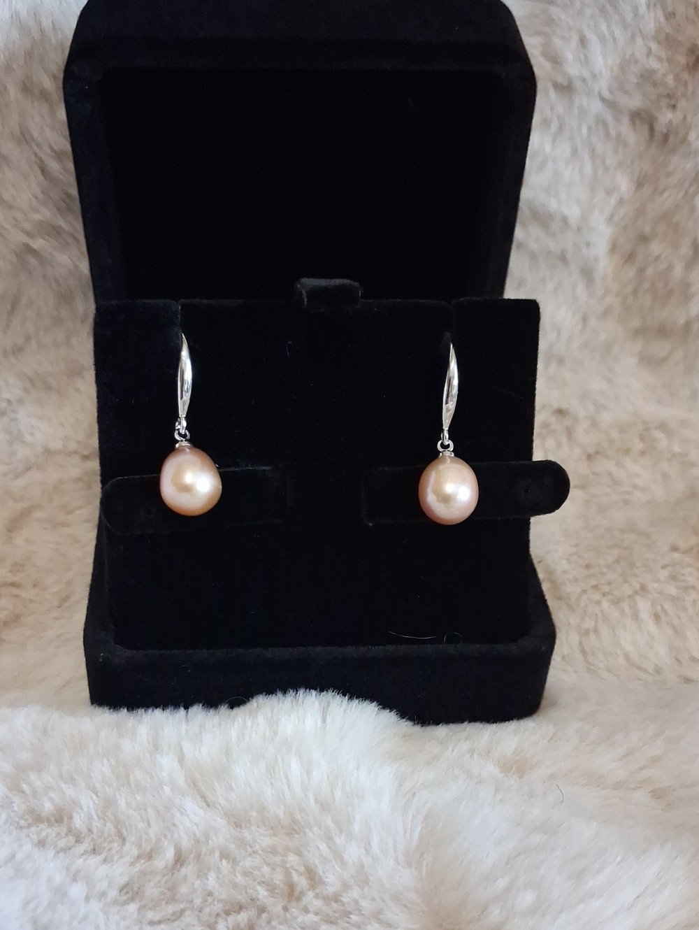 New Genuine Pearl Earrings In a golden Champagne Hue